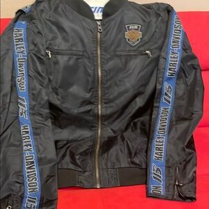 Harley-Davidson 115th Anniversary Edition Black Bomber Jacket with Blue Details